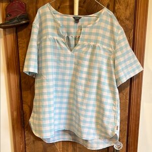 Eddie Bauer Blue Checkered Women's Top